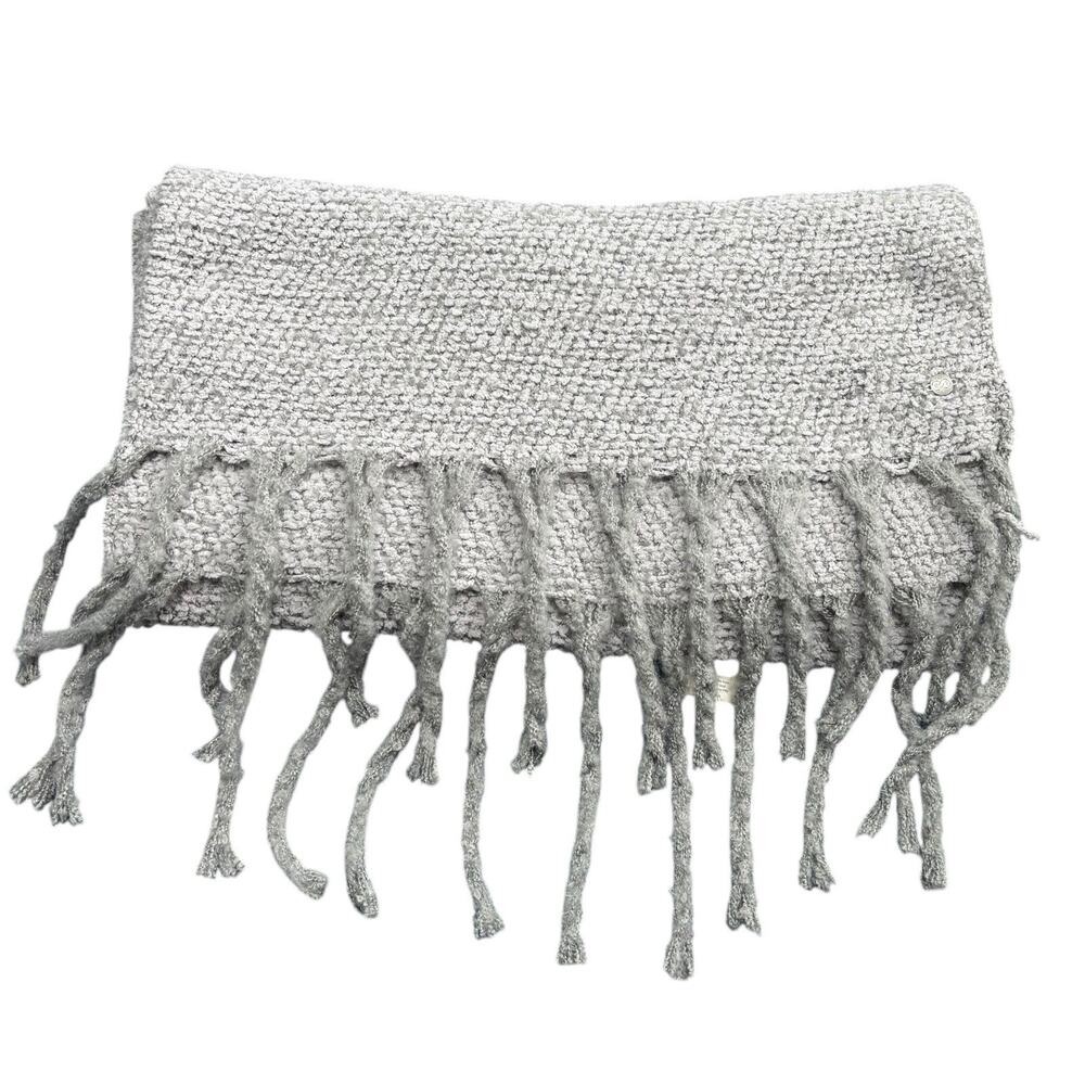 CALIA Light Gray Soft Boucle Nubby Soft Textrued Fringe Knit Scarf New With Tags